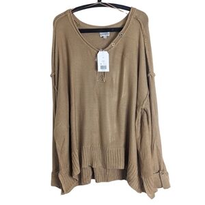 NWT Beachy Loungewear Oversized Knit Sweater Exposed Seams  Women's 1X